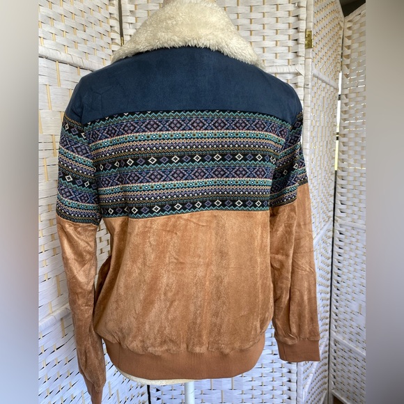 NWT Hem & Thread Tribal Bomber Style Jacket Bohemian Style Velvety Soft Waist - Picture 9 of 11